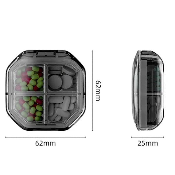 Practical 7-Day Pill Box with 4/6 Compartments, Large Capacity, Buckle, Good Sealing, Pocket-Sized Pill Case from Jikaixiang Blue B