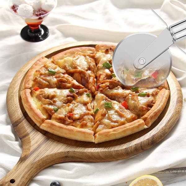2 stk pizzaskærer/pizzatallerken/kageskærer i rustfrit stål