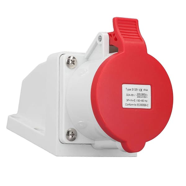 Industrial Connector Socket 32A 3P+N+E IP44 Waterproof Dustproof Surface Mounted Power Connector 220380V 240415V