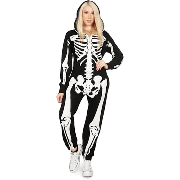 Skeletdragt til kvinder med print foran og bagpå