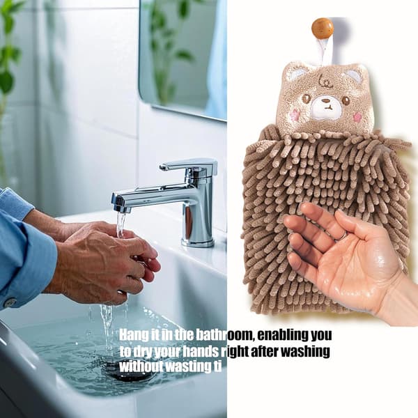 Fuzzy Boll Håndklæder Håndklæde Bold Fluffy Håndklæder til Badeværelse Køkken Sæt med 2 (Kaffe Gul (Tegneserie))