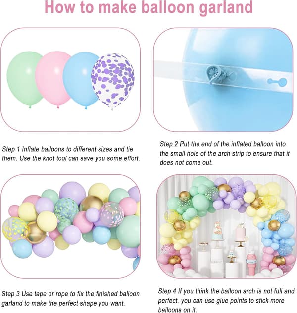 Ballongkransbue-sett for bursdag, babyshower og festdekorasjon