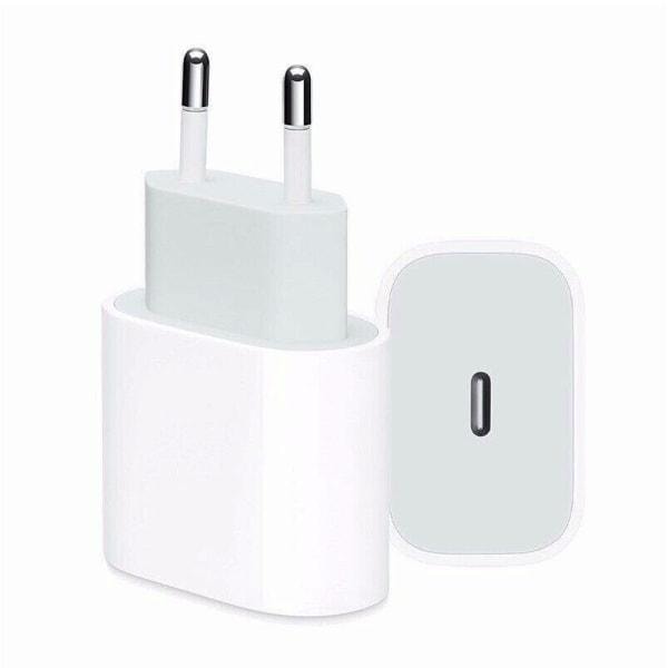 20W Hurtiglader for iPhone 11/12/13 Strømadapter USB-C White Vit
