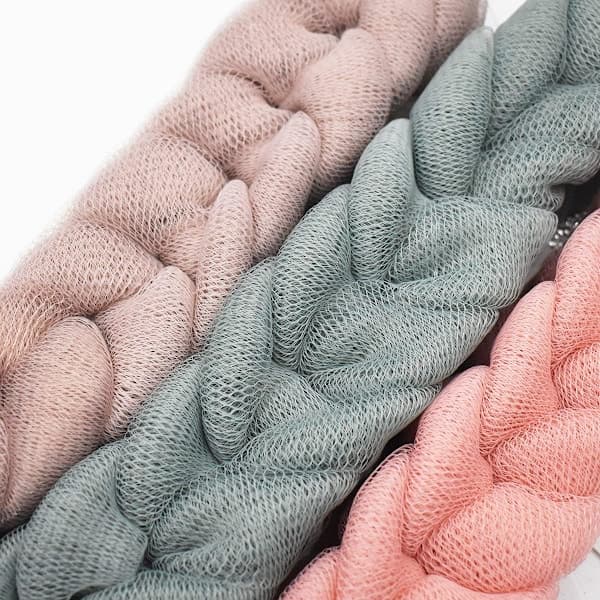 Bath Sponge for Adults, 5 Pieces Back Scrubber Mesh Stretchy Braids Shower Sponge Soft Exfoliating Massage Sponge