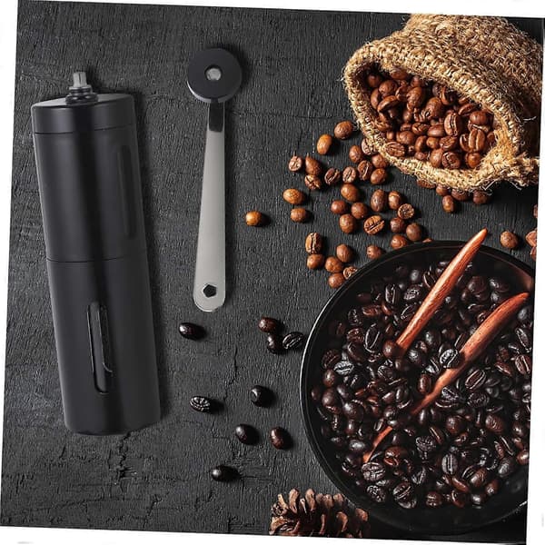 Manuel kaffekværn med keramisk kværn, holdbart rustfrit stål, lydløs kværning til espresso derhjemme