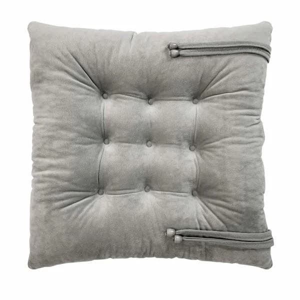 4-paknings stolputer med bånd for spisestoler, kontorstoler, trekk 100% polyester, maskinvaskbar, lysegrå