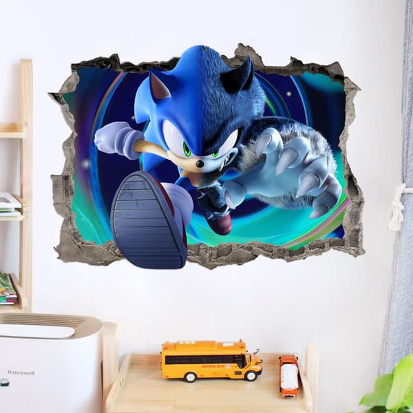 Sonic Graffiti Veggdekal 3D Selvklebende Avtagbar 50x70 cm