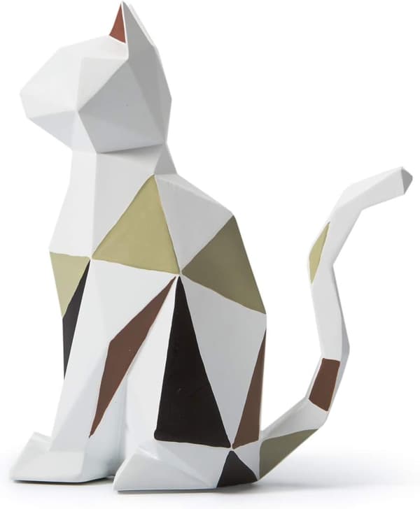 Katteskulptur Statue Geometrisk Statue Dekorasjon Harpiks Gave 7,5 Tommer