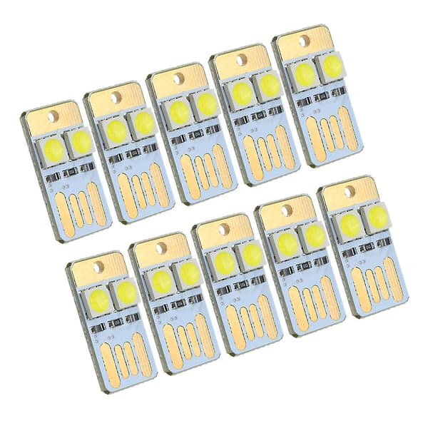 10 pcs Slim Laptop LED Keychain Lamp Mini Double-Sided Light Double-Sided Pluggable Light Ultra Slim USB Light
