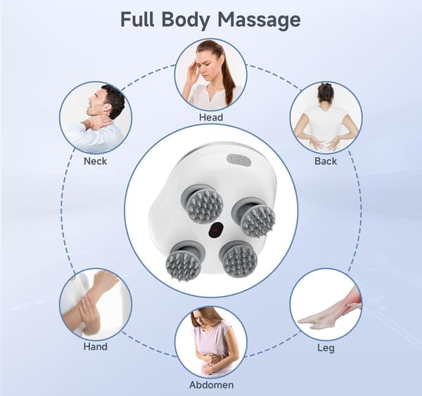 Rechargeable Waterproof Electric Head Massager with 4 Detachable Massage Claws-FX-