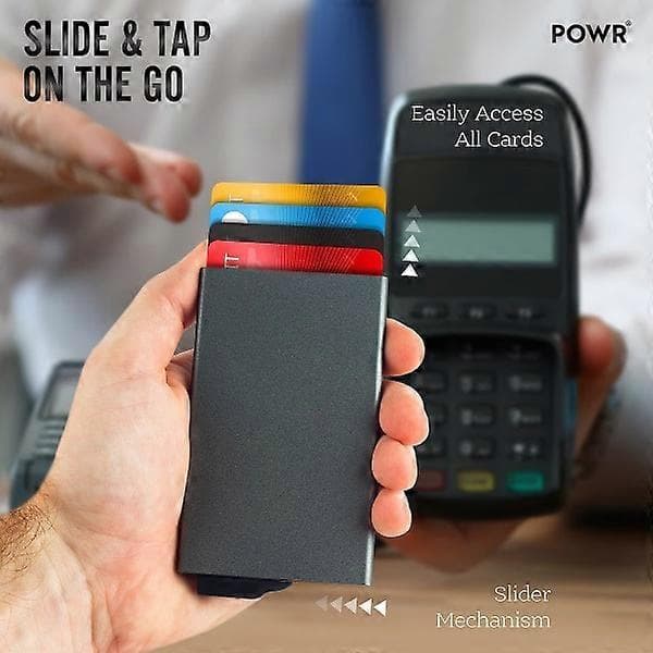 POWR Card Holder, Wallet, RFID Blocking Card Holder, Slim Wallet and Contactless Credit Card Protector Titanium