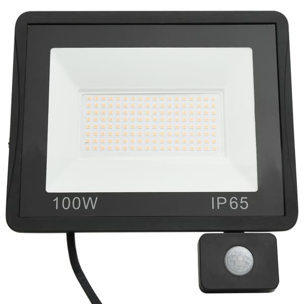 vidaXL Flomlys med sensor 100 W LED varmhvit Svart black