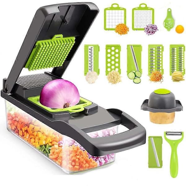 Kitchen Vegetable Cutter, Dicer, Potato Shredder, Grater, Kitchen Gadget, 14-Piece Set