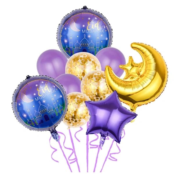 Eid Mubarak Aluminiumfolieballonger Set 5 5