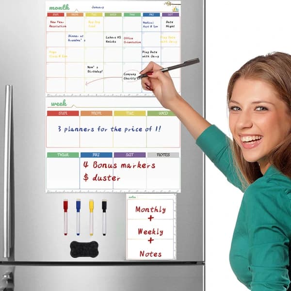 Magnetisk Whiteboard-sæt Daglig Ugentlig Månedsplanlægger Køleskabsmagnet Pen
