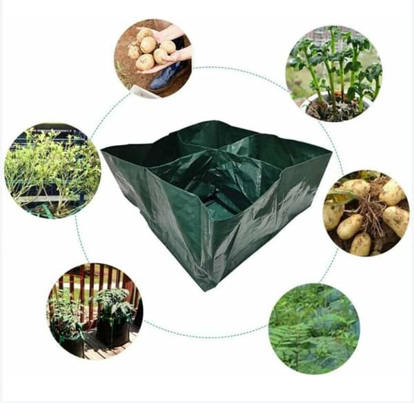 Plantepose 60 cm x 60 cm med 4 firkantede delte nettingrom