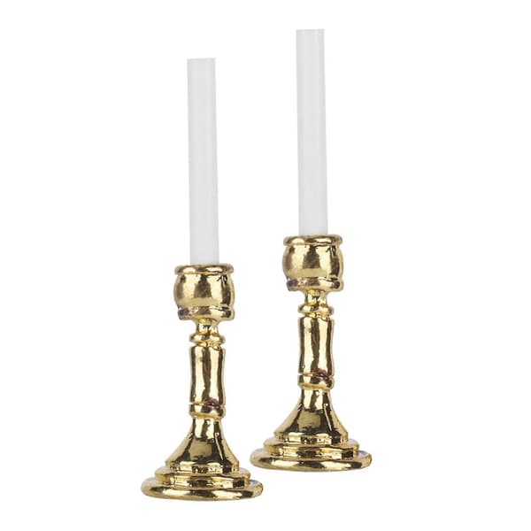4 par 1:12 Dollhouse Golden Candlestick Miniature Simulated Candlestick Toy Decoration
