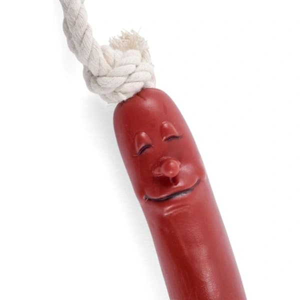 Pølse på reb hundelegetøj, rød