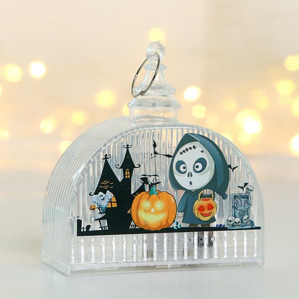 4 Pieces White Halloween Lanterns with LED Decoration, Hanging Lights