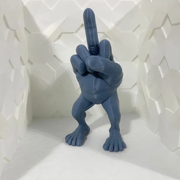 Harpiksfigur med langfinger - Morsom figur - Unik kontordekorasjon grå 7,5 cm Grey 7.5cm