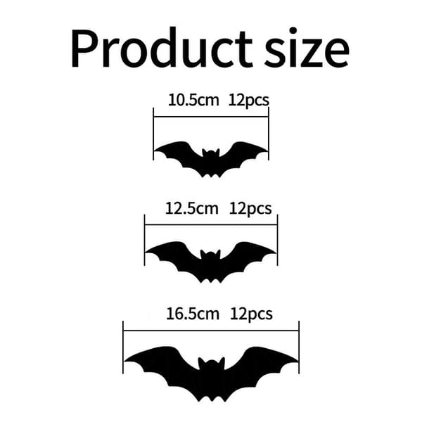 3D LED-lysande fladdermusväggdekorationer, Halloween fladdermöss-set, 36 st 36pcs