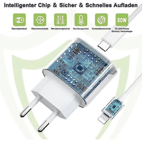 20W Hurtiglader iPhone, Hurtiglader for iPhone med 1M PD USB C Lader iPhone, iPhone Laderhode med [40]