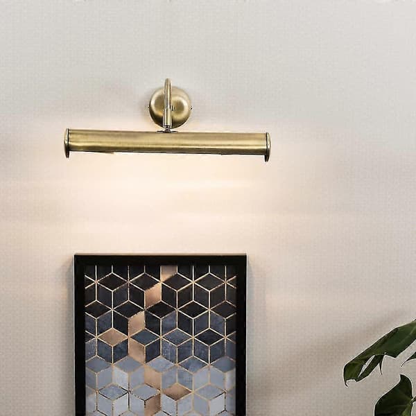Dobbel vegglampe med bildebelysning, justerbar, antikk messingfinish, 150x360x195mm, 2x25W E14