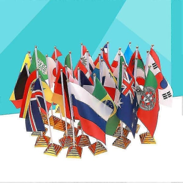 10 Pcs International Table Flags - Durable Polyester Country Flags with Stand for Home and Office Decor 2025
