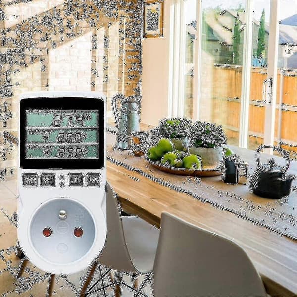 Digital temperaturregulator 230V LCD termostatuttak oppvarming/kjøling drivhus landbruk