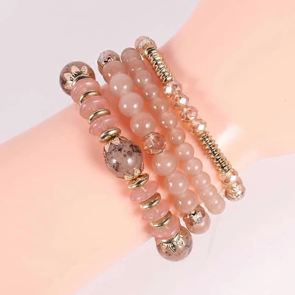 Flickor Stretch Multilayer Stack Pärlor Färgglada Pärlarmband