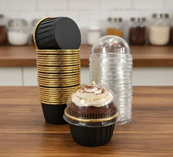 Muffinsform med låg 25 stk. Cupcakesform Aluminium Sort