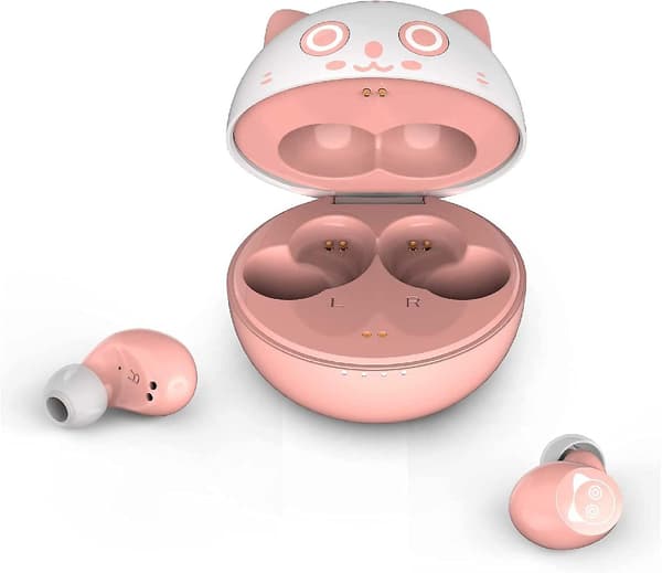 Søde lyserøde kat trådløse hovedtelefoner, vandtætte, støjreducerende in-ear hovedtelefoner, Tws stereo hovedtelefoner