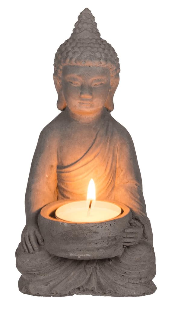 Lysestake Buddha - Holder for Lys - Telys grå gray