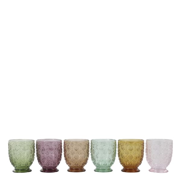 Saint-Émilion vattenglas 6-pack med mönster olika färger multifärg multicolor