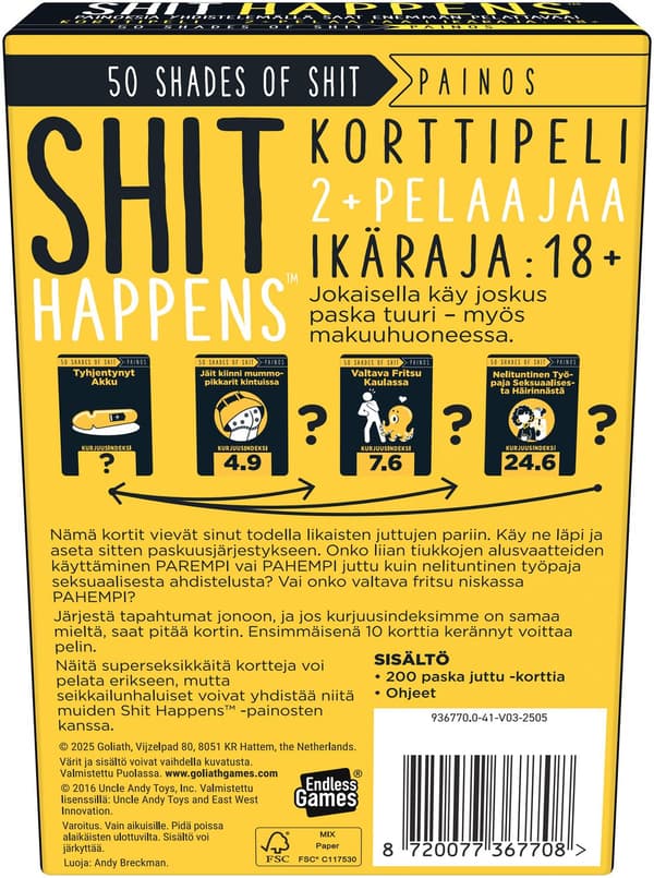 Voksenfestspil, 200 kort, pinlige situationer