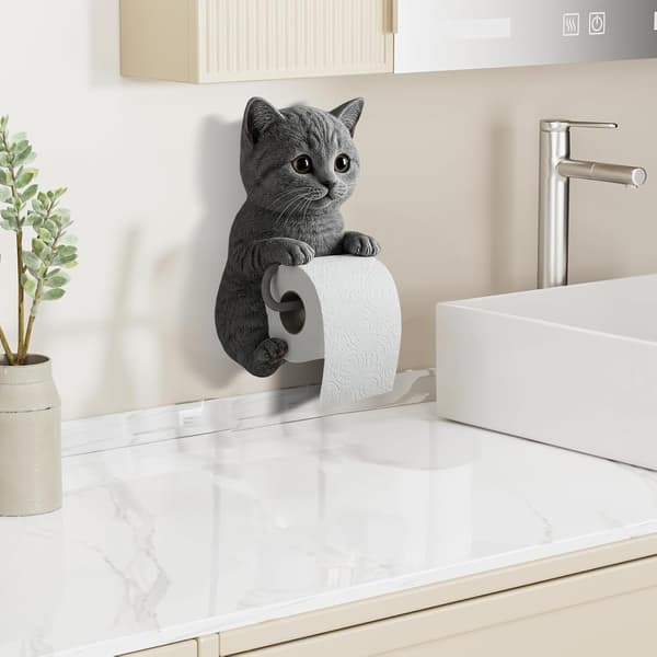 Katt Toalettpappershållare 3D Realistisk Väggmonterad Badrum