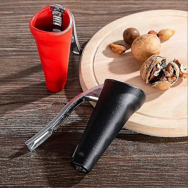 Nutcracker with Handle, Walnut Cracker Compatible with Nuts, Pecans, Walnuts Black A