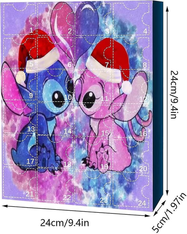 Zhouxixianime Stitch Julkalender 24 dagars nedräkningskalender tecknade leksaker prydnader