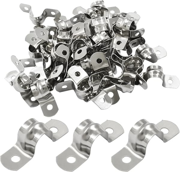 50 st Rörklämmor Rostfritt Stål 2 Hål U-Fäste M12 1/2\" Silver M12 1/2"