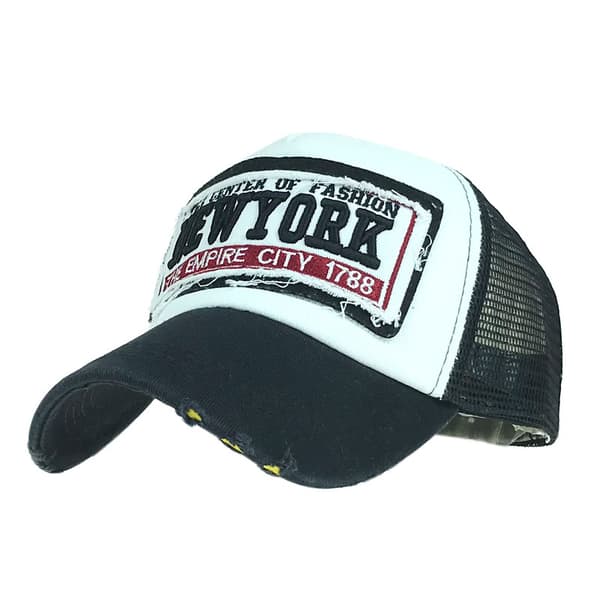 New York mesh baseballkeps broderad keps med topp och sliten version