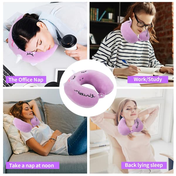 Resenackkudde 30x30 cm Memory Foam U-formad stödkudde för barn, bil, flyg, kontor och hem