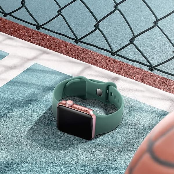 Grønn silikonrem, stor, kompatibel med Apple Watch
