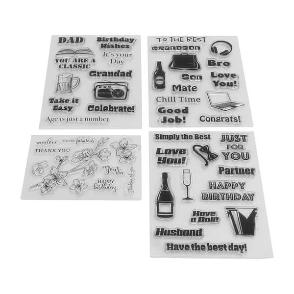 4 Pieces Clear Stamps, Clear Impression, Repeated Pasting, Embossing, Transparent Stamp for Card Making and Decoration