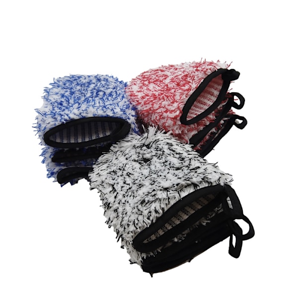 Pehmoinen autonpesu rengas käsineet autonhoito puhdistusaine pyörän yksityiskohtien pyyhe Sininen+V Blue+White 12*15cm, single weight about 30g