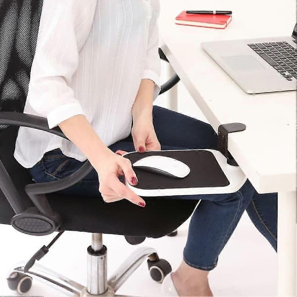 Ergonomisk musplatta 360° roterbart handledsstöd för montering under skrivbord, 12-tums klämma 12