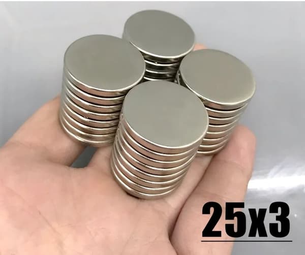 5 stk 25 x 3 mm Neodymmagneter / N35 magnet Magneter Silver silver