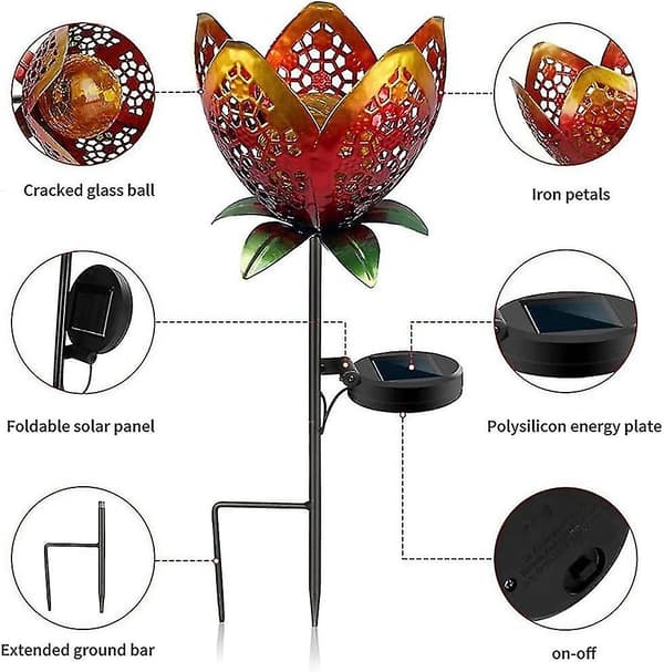 Solcellelampe Lotusblomst Utendørs IP65 Stål