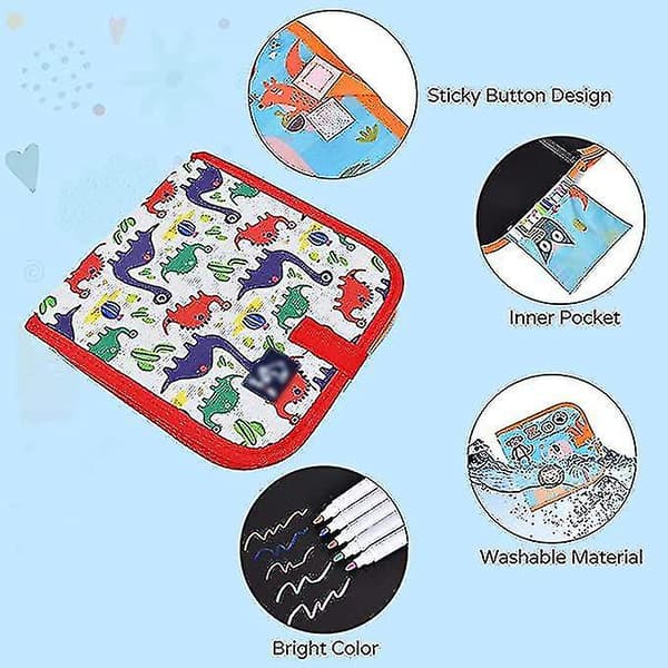 Kids Erasable Doodle Book Set, Reusable Drawing Pads Red-Dino Red-Dino