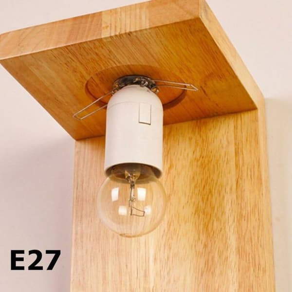 Decorative wall lamp in solid white oak and glass, modern E27 wall light for bedside, living room, stairs, hallway