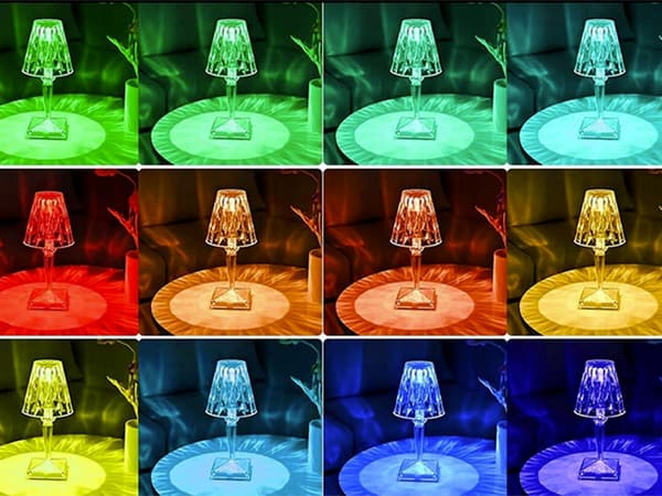 Bordlampe LED krystall RGB USB fjernkontroll 392